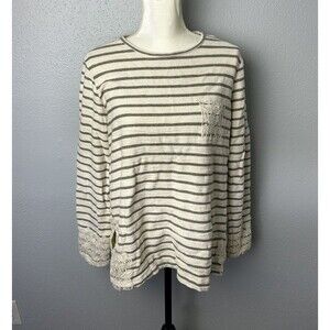 Matilda Jane Striped Embroidered Long Sleeve Knit Pullover Top -Size Large